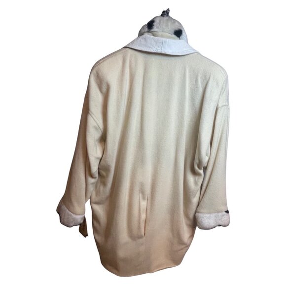 Luxury Coat beige NWT Medium Faux Fur Collar Polka Dot Accents Mid Length - Picture 2 of 8